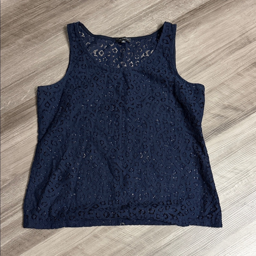 The Limited Navy Blue Sleeveless Laced Tank Top, Sz M